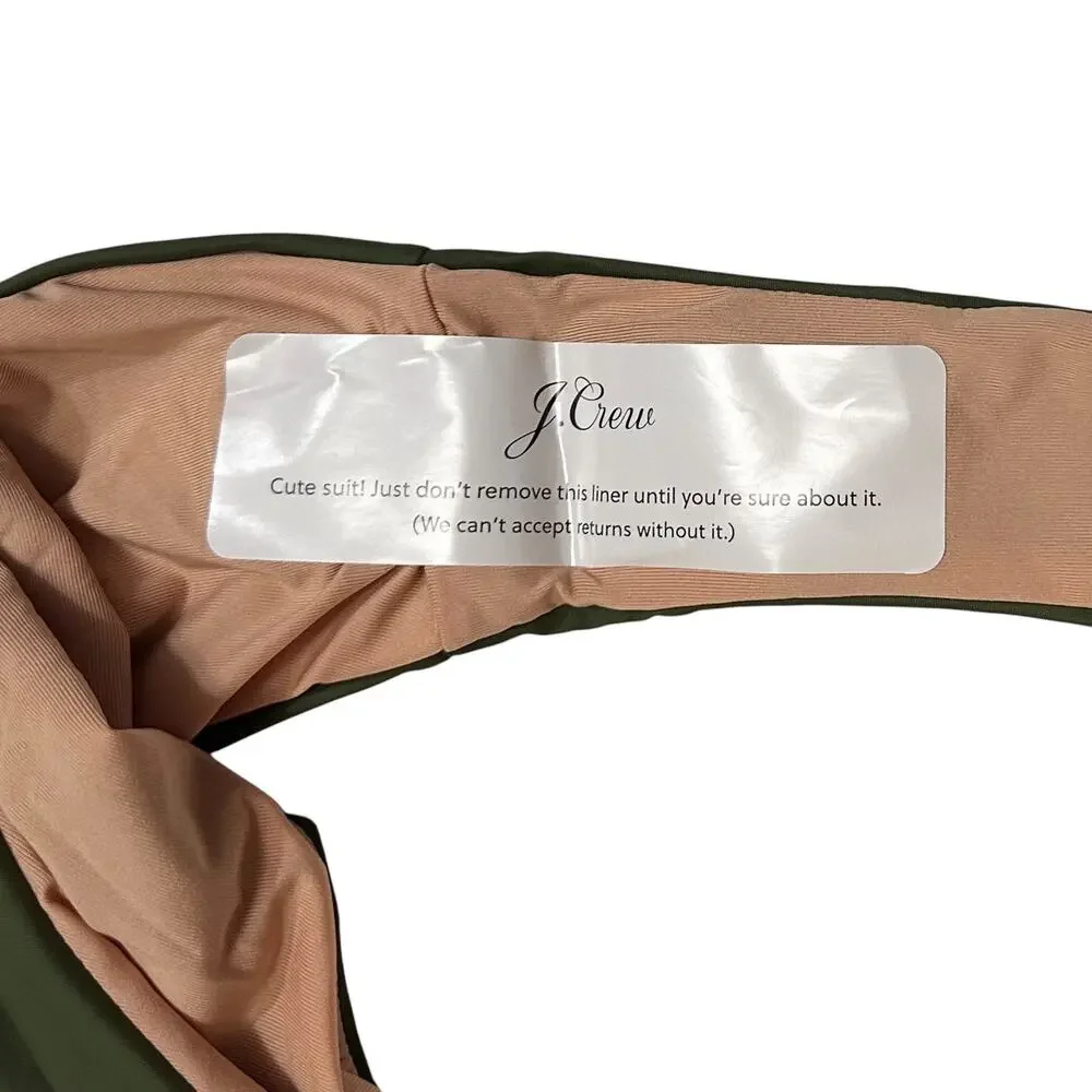 2/$15 NWT J. Crew Curved-Waist Cheeky Bikini Bottom Safari Green High-Cut Size M